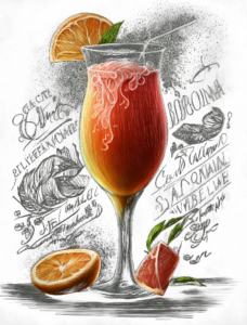 Blood Orange Mimosa, Prosecco Cocktail, Midjourney