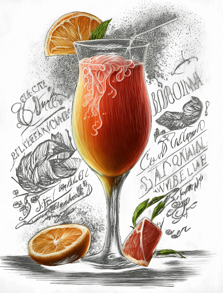 Blood Orange Mimosa, Prosecco Cocktail, Midjourney