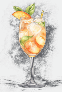 White Peach Spritz Cocktail, Midjourney