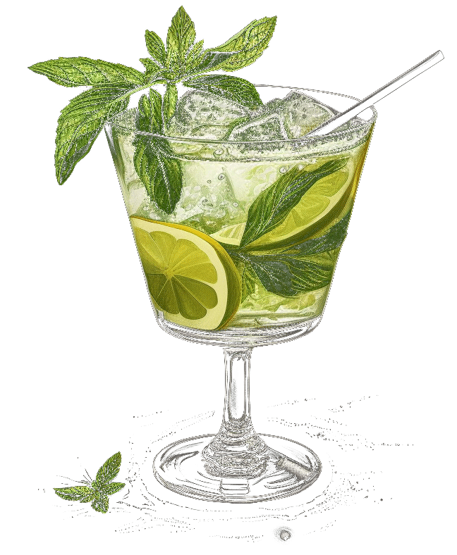 Gin Basil Smash Cocktail, Midjourney