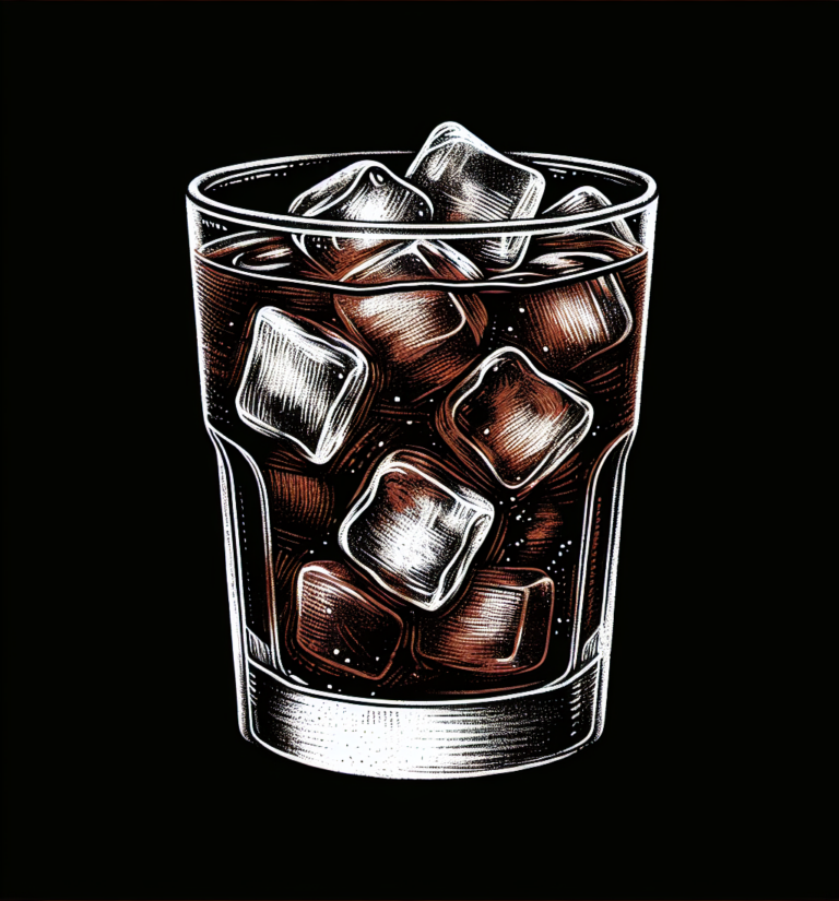 Ein Assisted Suicide im Rocks-Glas mit Eis, illustriert auf schwarzem Hintergrund.