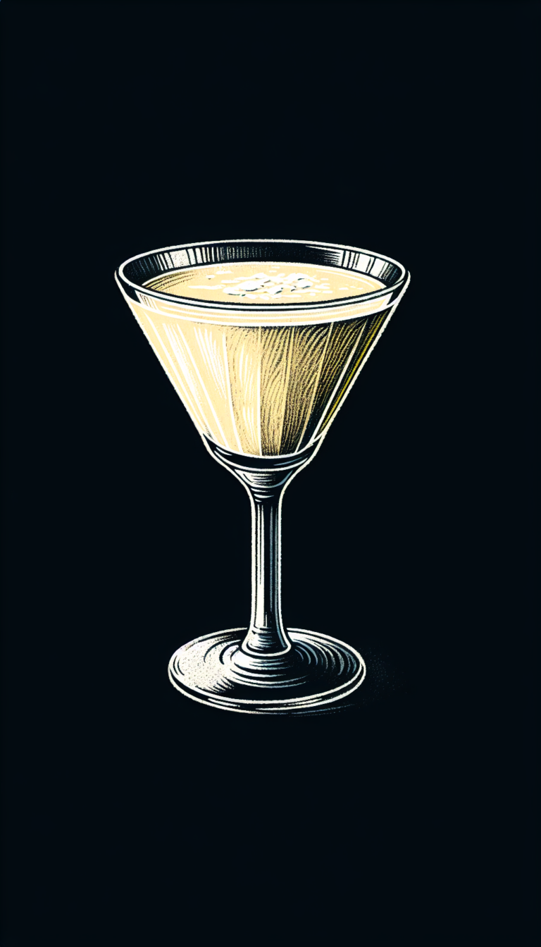 Ein Flying Banana im Cocktailglas, illustriert auf schwarzem Hintergrund.